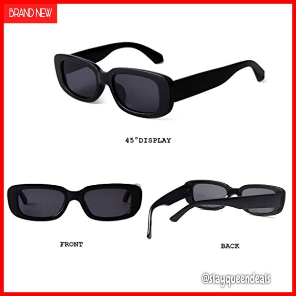 Retro Rectangle Sunglasses UV400 Protection Narrow Square Frame Driving main image 6